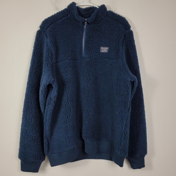 Abercrombie & Fitch Tops - Abercrombie & Fitch Navy Blue High Pile Fleece 1/4 Zip